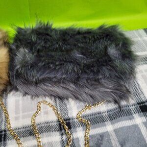 P2688- NWT CC Exclusives Dark Grey Faux Fur Crossbody Chain Bag